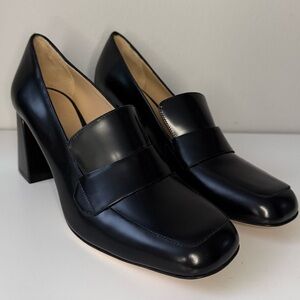 M Gemi The Scoula Black Leather Block Heels sz. 39